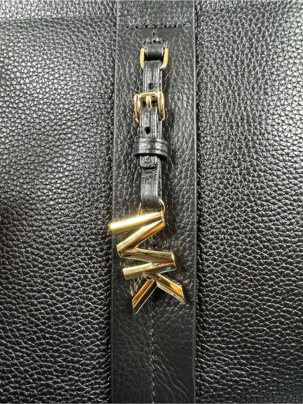 Michael Kors Black Pebbled Leather Tote with Gold Hardware